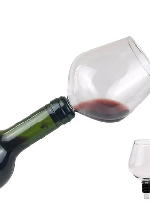 Bottle top wine glass with silicone seal